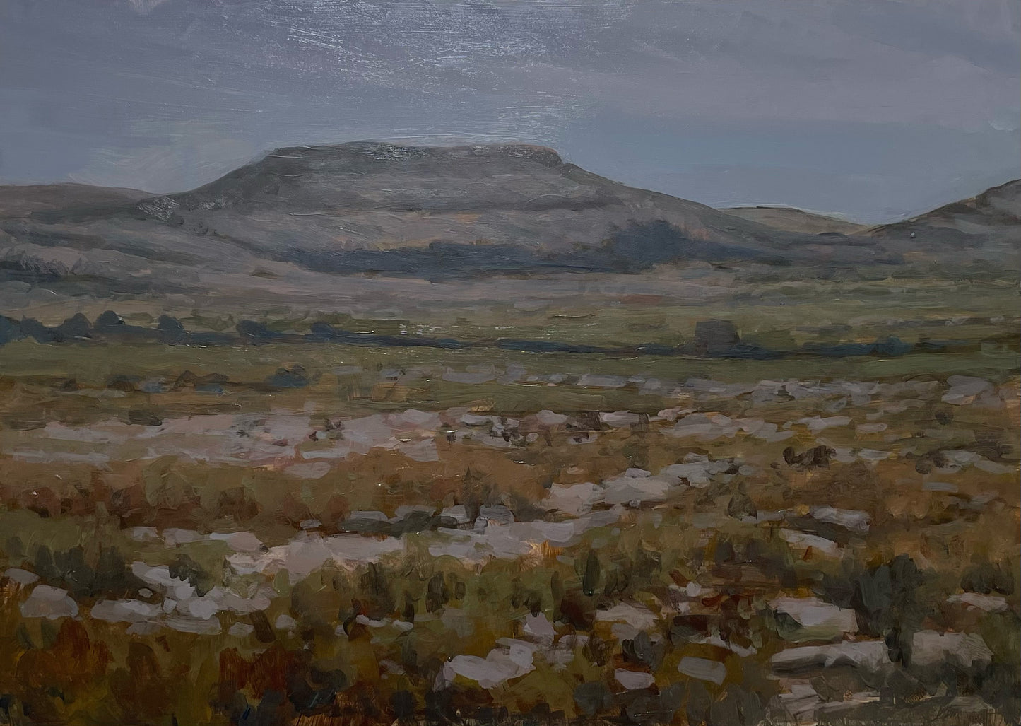 Dusk, looking east near Eagles Rock, the Burren