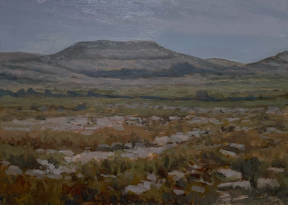 Dusk, looking east near Eagles Rock, the Burren